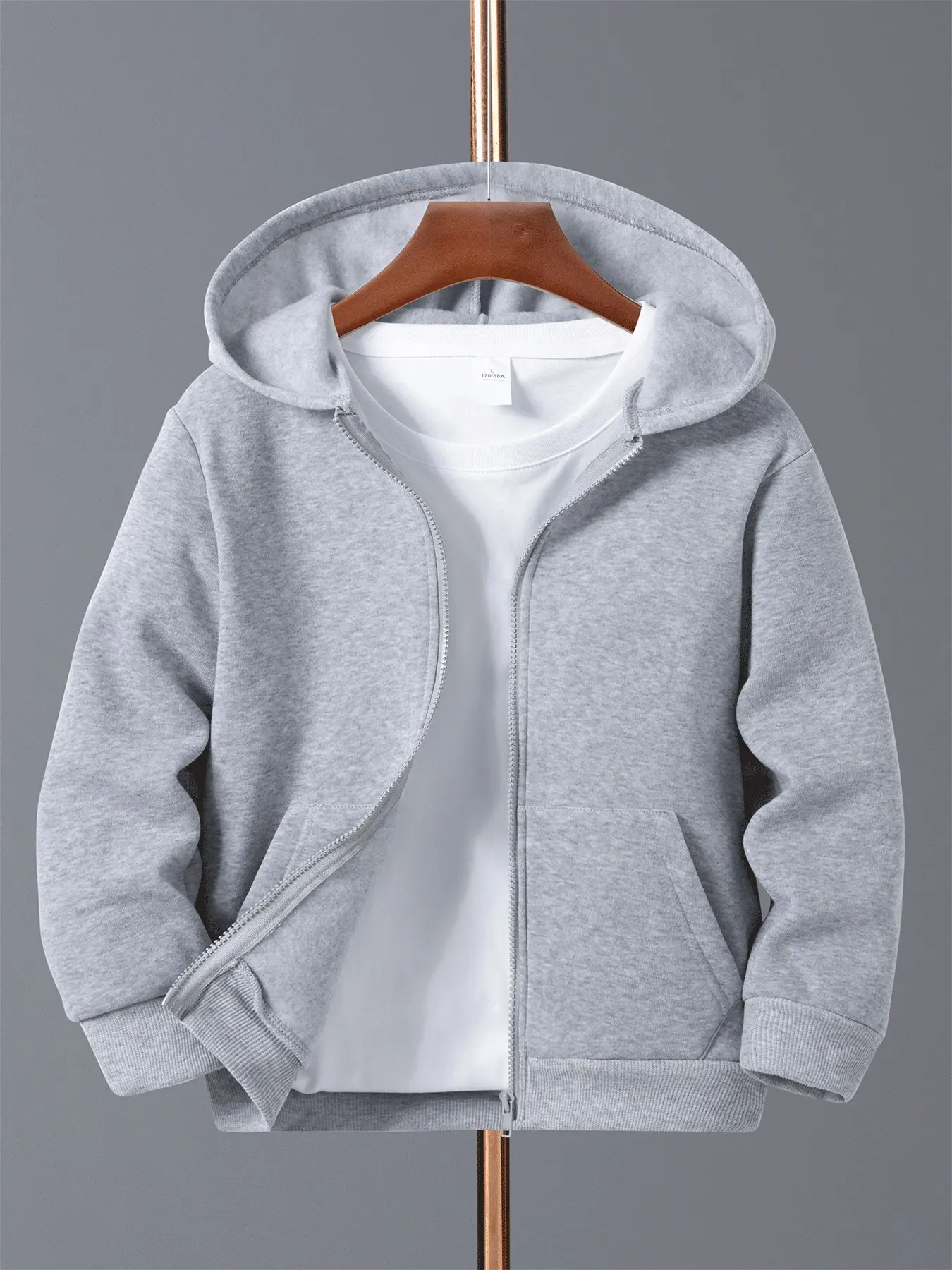 Spring Summer Lightweight Fleece Casual Jacket with Hooded Design, Classic Solid Color Kangaroo Pocket, Ideal for Daily Wear & Outdoor Activities