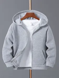 Spring Summer Lightweight Fleece Jacket with Hooded Design, Classic Solid Color Kangaroo Pocket, Ideal for Daily Wear & Outdoor Activities