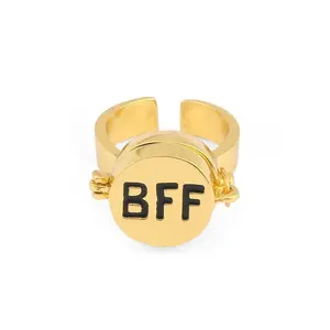 BFF Letter Ring SpongeBob Pi Big Star Good Friend Open Cover Ring Opening Index Finger Ring Commemorative Gift Birthday Gift Commemorative Day Jewelry for Adults
