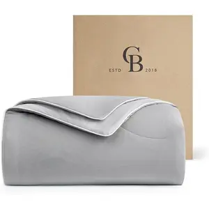 Cooling Comforter  Size Dual-Sided, Ultra-Soft Cooling Blankets for Hot Sleepers and Night Sweats, Breathable Lightweight Silky Smooth, Cool Grey