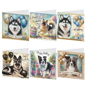 5D Diamond Arts Colorful Painting Greeting Card Kit, 6 Counts/set DIY Arts Colorful Painting Card with Envelope, Birthday Gift for Friend & Family