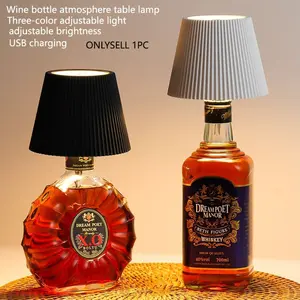 Rechargeable LED Table Lamp, Touch Control Creative Bottle Atmosphere Light, Insertion Wine Bottle Lamp for Coffee Shop Dining Bedside, Indoor Decorative Light, LED Ambient Lighting