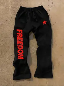 Men's printed sweatpants featuring star and letter patterns. The comfortable, relaxed fit and pockets make them ideal for everyday casual wear.