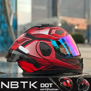 Flip-Up Motorcycle Helmet, Nbtk Brand, Abs Material, Eps Cushioning, Removable Liner, Multiple Ventilation Ports, Unisex Design, Full Face Helmet
