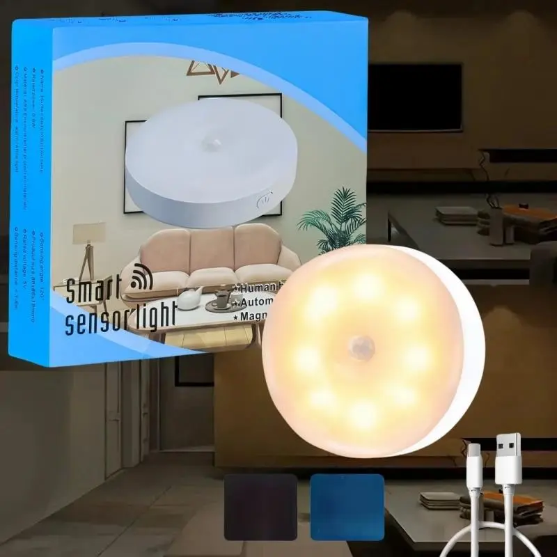Wireless Motion-Sensor Night Light, Multifunctional Rechargeable Motion-Sensing Light, Bedroom Decoration Light, Detector Wall Decoration Light