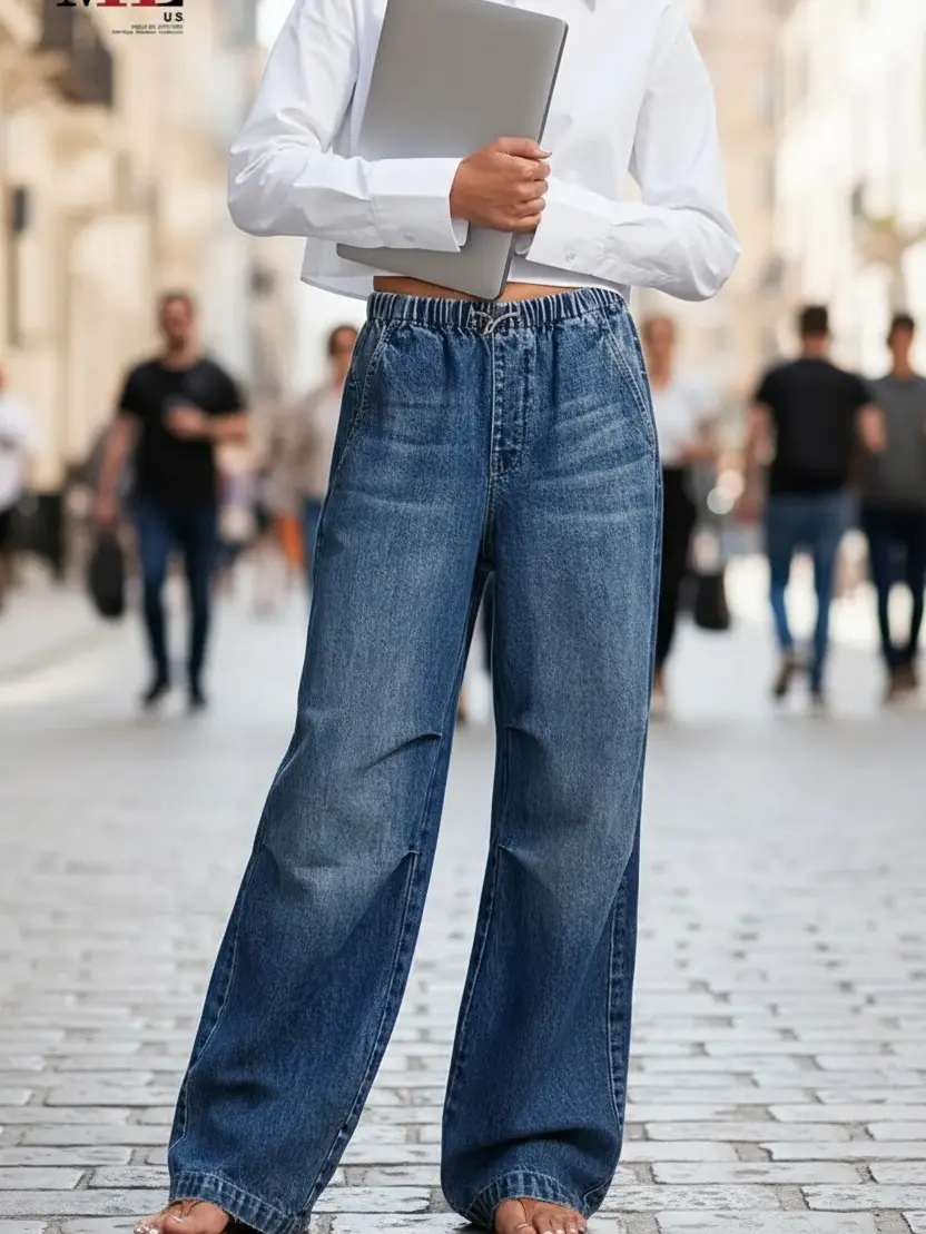 Women's Wide Leg Jeans for Petite Frames, Modern Denim Piece for Casual Wardrobes