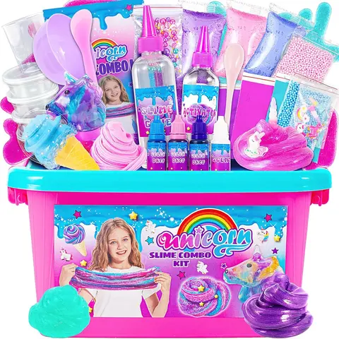 Christmas Gift Mini Unicorn Slime Kit – Glimmer Crunchy, Foam & Galaxy Slime for Girls 6-12, Fun Party Favors for Kids