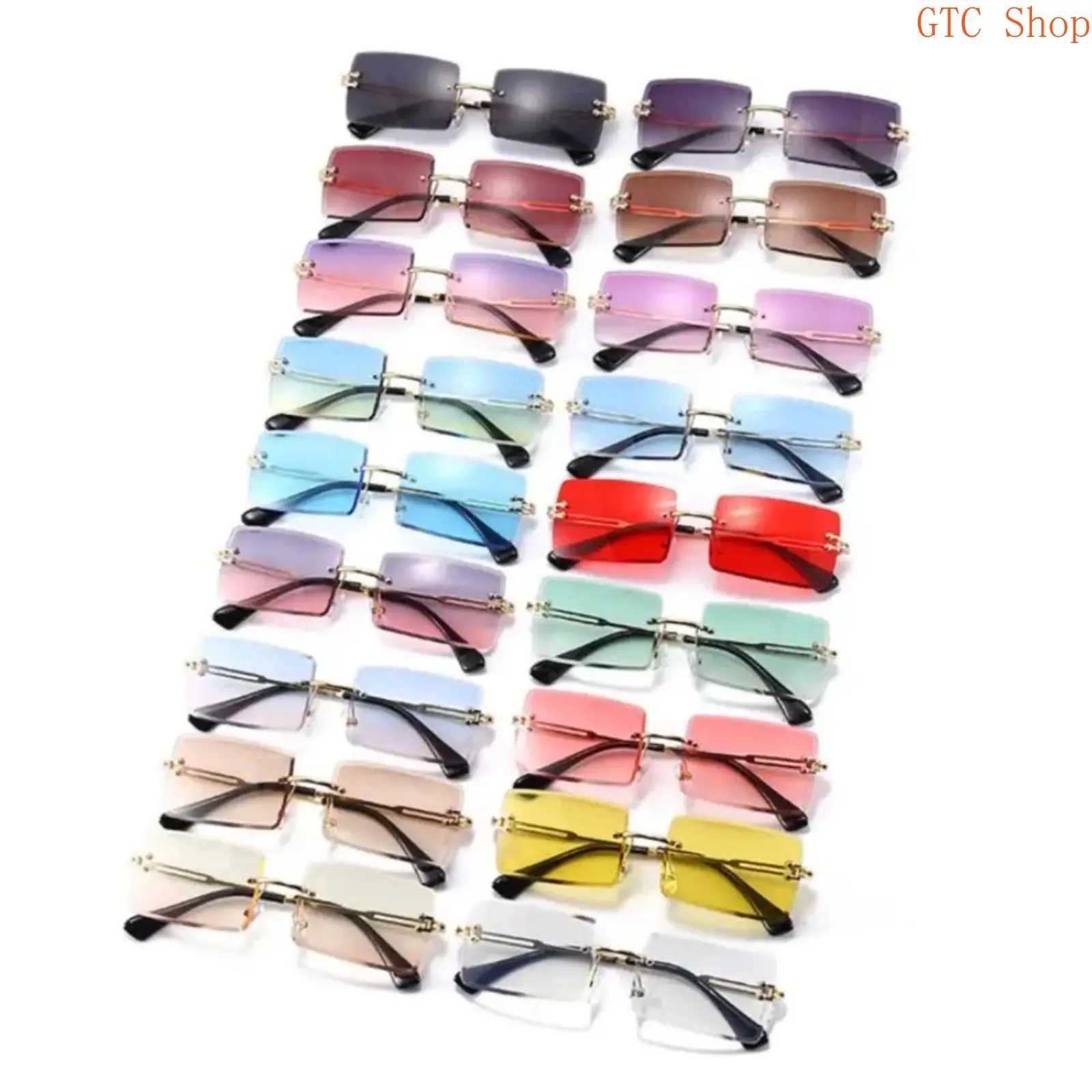 Unisex Vintage Rimless Rectangle Sunglasses - Trendy Gradient Lens UV400 Protection, Lightweight Minimal Stylish Sunglasses for Women, Perfect for Summer Travel & Outdoor Activities
