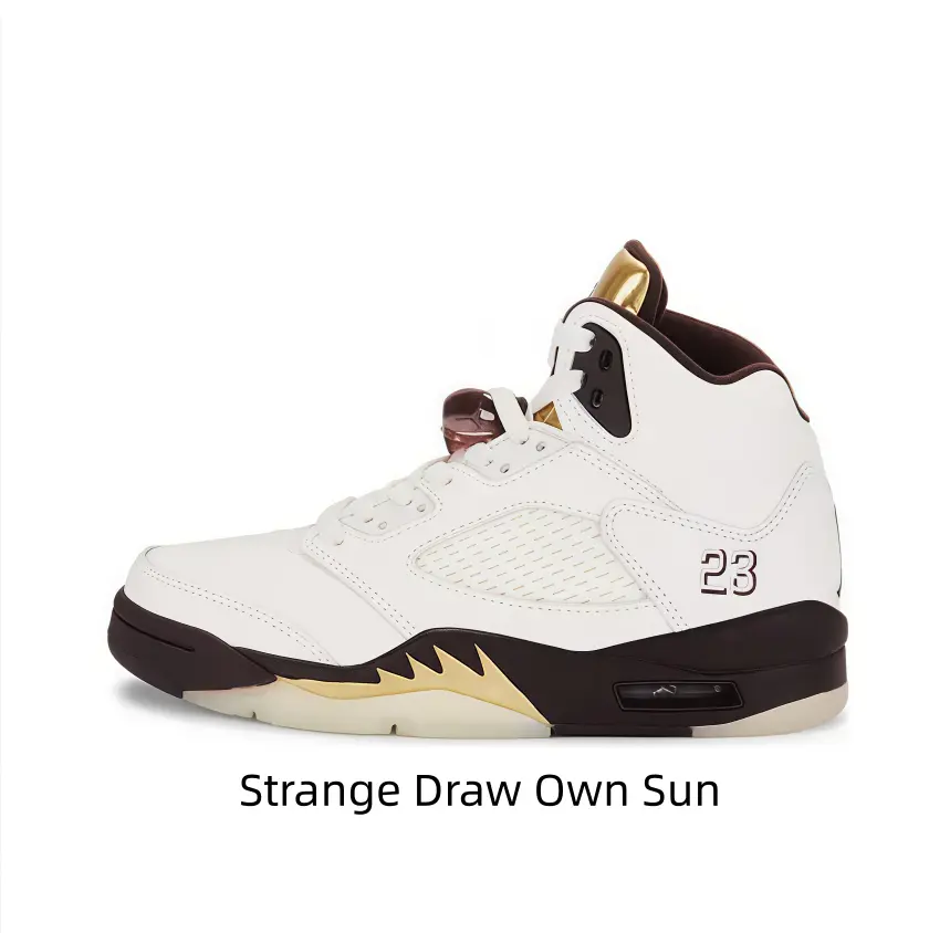 Cream White Dark Brown High Top Basketball Sneakers, Metallic Gold Jagged Detail Cushioned Street Shoes For Men Women