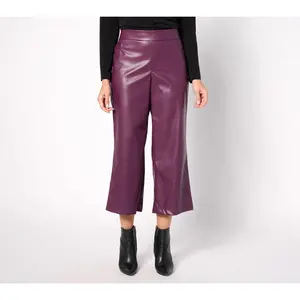 LOGO by Lori Goldstein Petite Faux Leather Crop Pant