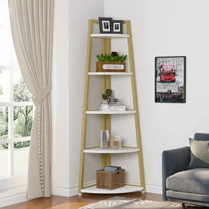 Tribesigns 70 inch Tall Corner Shelf, 5 Tier Corner Bookshelf Bookcase Modern Corner Ladder Shelf Plant Stand for Living Room, Kitchen, Home Office,Multifunctional Corner Storage Shelf Organiser Racks