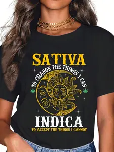 100% Cotton Casual Tshirt Fun - Sativa To Change The Things I Can Indica T-Shirt
