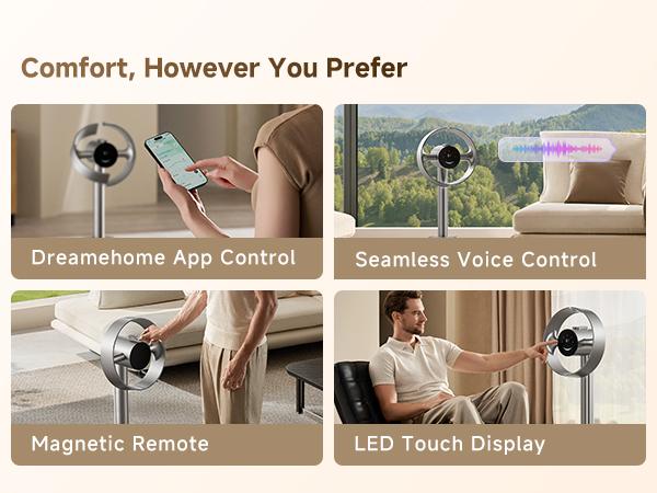 【Super Brand Day】DREAME MF10 Bladeless Tower Fan for Bedroom, Smart Standing Fan with 270° Spatial Airflow for Whole-Room Circulation, 59ft/s High Velocity, 10 Speeds 3 Modes, Temperature-Adaptive Airflow, MF10-Beige