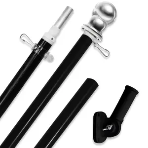 6ft Spinning Stabilizer Flag Pole & Adjustable Bracket Kit (Black)