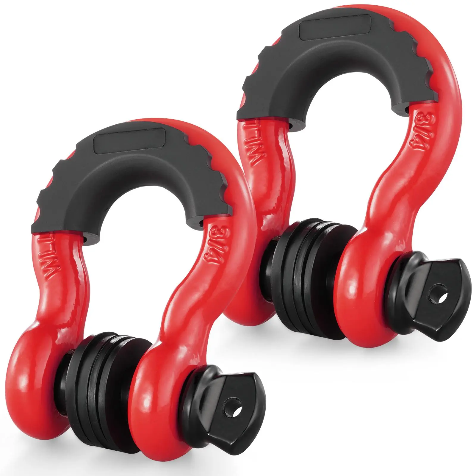 【summerfinds】VEVOR 3/4" D-Ring Shackle, Summervibes,Summervibes, 2 Pack Alloy Steel Shackles 62832 lbs (28.5 Ton) Break Strength with 7/8" Screw Pin, Isolators & Washers, Heavy Duty Off Road Vehicle Recovery Shackle for Jeep Truck, Red