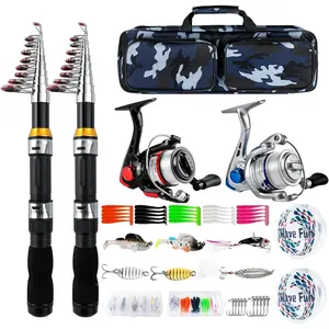 Telescopic Fishing Rod Reel Combo 2PCS 6.89FT Collapsible Fishing Pole Spinning Reel Lures Accessories with Fishing Bag Portable Fishing Rod Kit for Saltwater Freshwater Travel Fishermen Gift