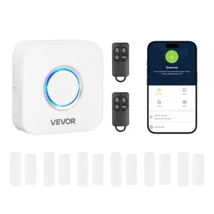 【DealsForYouDays】VEVOR Door Chime, DC 12V, Wireless Door Open Contact Sensor Alarm Chime with 656 ft Range, Remote Control with App, Doors Ringer Alert for Business, Store, Home, Office (6 Sensors + 1 Receiver)