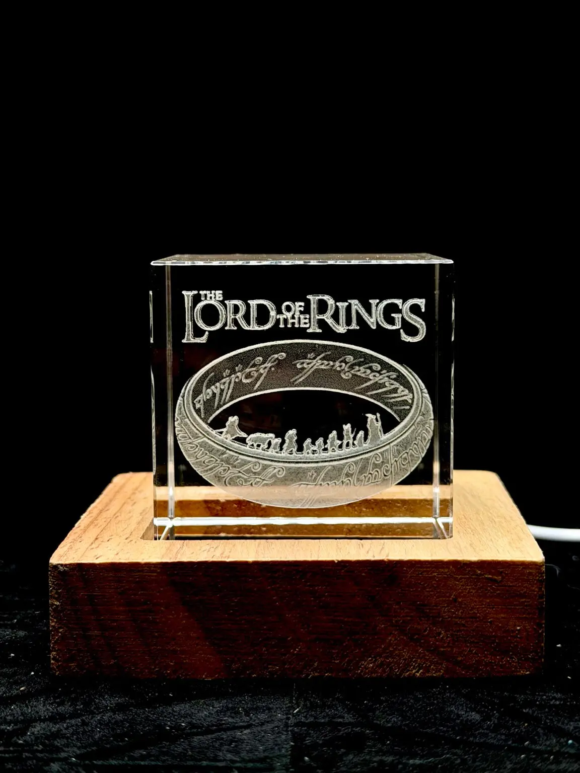 Lord of the Rings One Ring 3D Crystal Engraving – Fantasy Laser Crystal Display