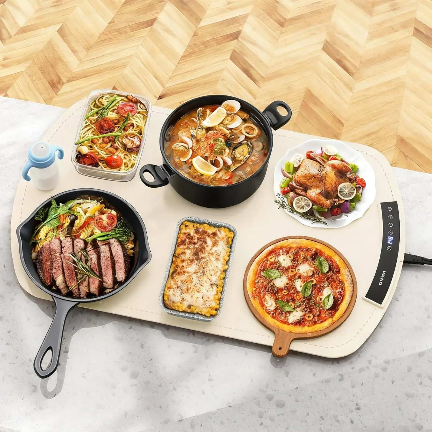 Warming Mat, Electric Warming Tray for Buffets & Parties,  Heating Mat for  with 9 Temperature Settings, Roll-Up Storage, 25.8"x15.6"