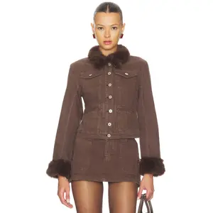 GUIZIO Ares Faux Fur Jacket in Chocolate