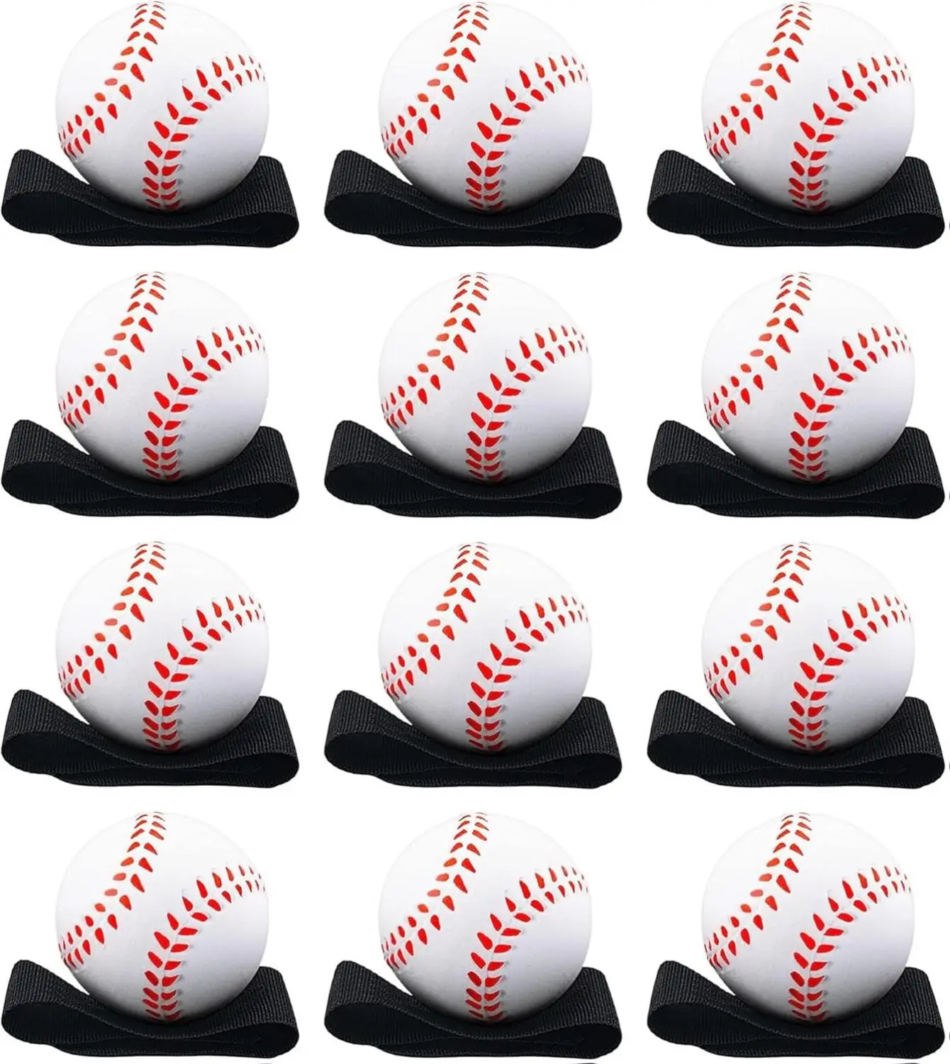 Reactive Practice Baseballs on Elastic Cord Perfect for Training, Fun Outdoor Activities for Spring Training, Fun Outdoor Activity for Kids, Boy or Girl, Party Favor (12 Pack)