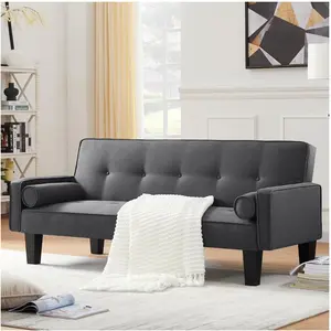 72" Convertible Loveseat Sofa Bed Sleeper Daybed,Modern Upholstered Folding Recliner,Small Futon Sofa for Living Room Apartment Office,Gray