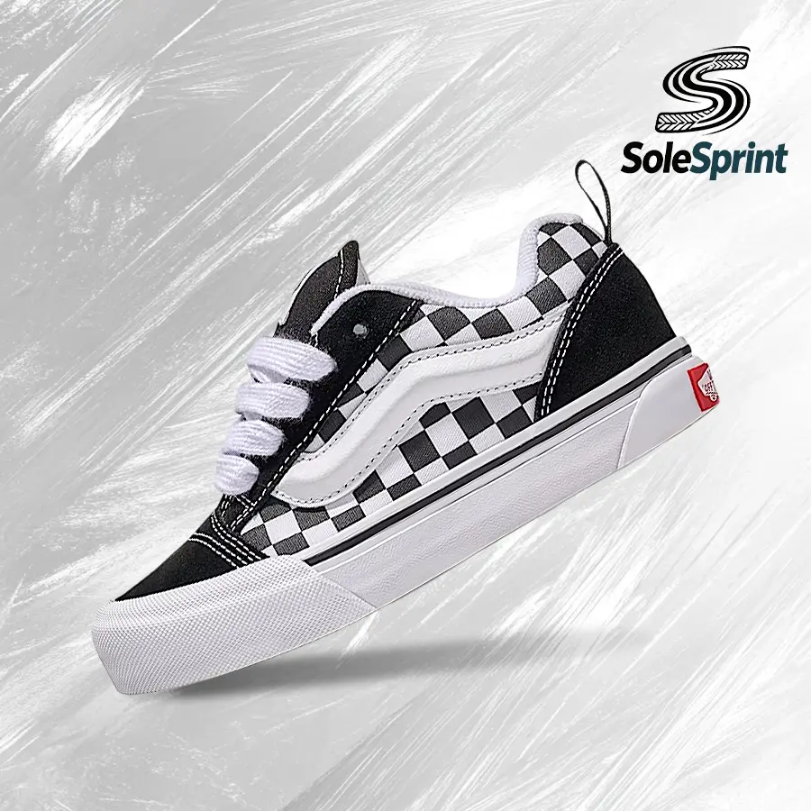 Vans Knu SkoolCheckerboard Black White (GS)– Women's Lifestyle Sneakers – shoes for woman -Vintagen - Running Shoes, Lightweight Shock-Absorbing Comfort, Breathable Everyday Fit, Gym Training to Street Casual Wear - back to school - VN000D2TBPB