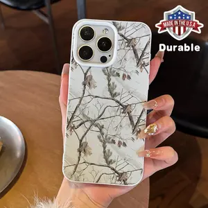 Tree White Camouflage iPhone Case, Stylish Camo Phone Case for Outdoor Enthusiasts - Durable Protection for Your Device, Perfect Gift for Hunters and Nature Lovers, Compatible with iPhone 12 13 14 15 16 Series Cellphone Smartphone Screen Protector Casing