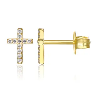 EAMTI Cubic Zirconia Earrings Cross Earrings for Women Men