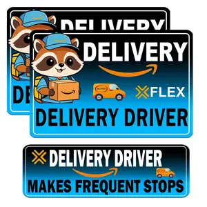 Flex Delivery Driver Car Magnet, 3PCS Frequent Stops Removable Set, Delivery Vehicle Magnet Car Door and Bumper Sign, High Reflective Waterproof Weather-Resistant