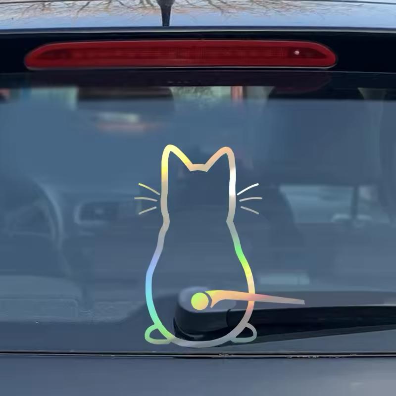 Car Rear Windshield Wiper Decal, Reflective Funny Animal Vinyl Sticker, Universal for Truck Car Bumper, Auto Exterior Decor