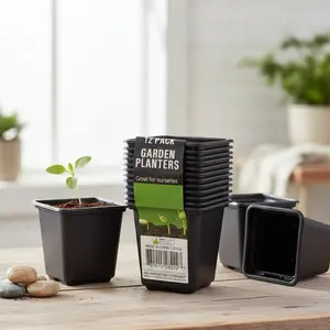 12-Pack Lightweight Plastic Plant Nursery Pots, Ideal for Seedlings, Easy to Handle and Care For, Suitable for Transplanting and Versatile Gardening Use