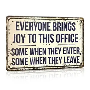 Funny Office Tin Sign, Letter Pattern Vintage Metal Poster, Creative Wall Art for Home Bar Farm Room Garden Decor
