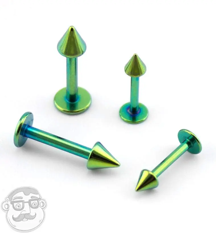 Green PVD Spike Labret Flatback