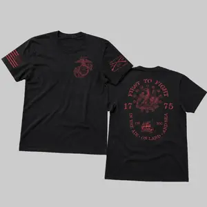 USMC First to Fight T-Shirt, Marine Corps Pride Streetwear Style, Casual Patriotic Outfit Gift for Military Fans