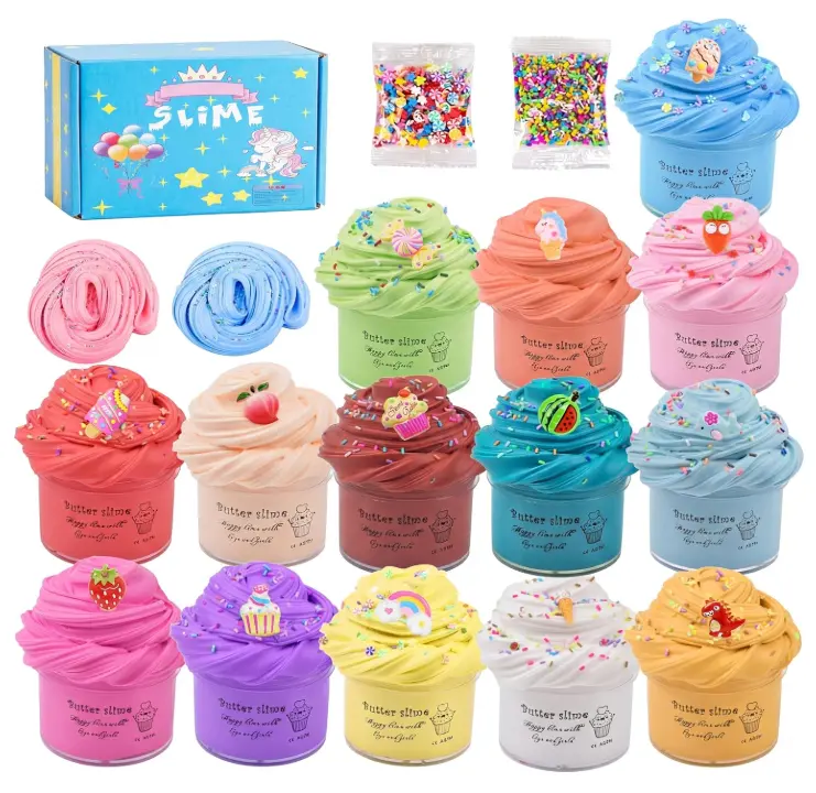 Unisex 14-Pack Super Mini DIY Kit – Ultra-Soft, Scented, Non-Sticky with Squishy Elements, Slime Mix Ins for Kids Toys, Stress Reliever, Party Favors