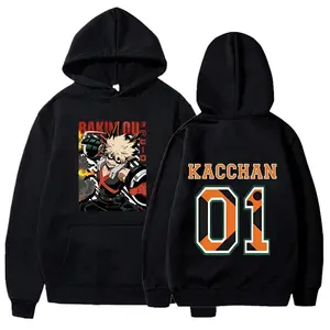 My Hero Academia Women Men Autumn Winter Hoodies Anime Bakugou Katsuki Printed Streetwear Classic Fitted Ribbed Hooded Sweatshirt Clothes Menswear