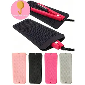 Hanging Heat-Resistant Silicone Cosmetic Pouch, Mini Travel Storage Bag for Straighteners, Flat Clips, Curlers & Salon Tools (Home Organizer Accessory)