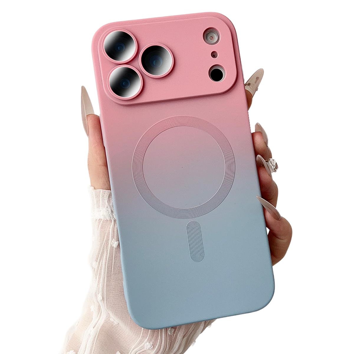 [Free !ship] For iPhone 17 Pro Max Air 17 Pro 17 For iPhone 16 15 14 13 12 Pro Max Gradient Rainbow Magnetic Lightweight  Soft Silicone Case + Camera Lens Protector For MagSafe Support Wireless Charging