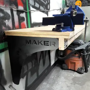 Heavy Duty Workbench Brackets – Pair of 14 Gauge Steel Wall Mount Table Supports – 2ft Depth – 300 lb Capacity – DIY Garage & Shop Bench Hardware