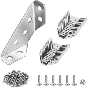 12-Pack Stainless Steel Corner Brackets - Heavy Duty Corner Braces for Wood Furniture, Drawers, Cabinets, Tables and Chairs