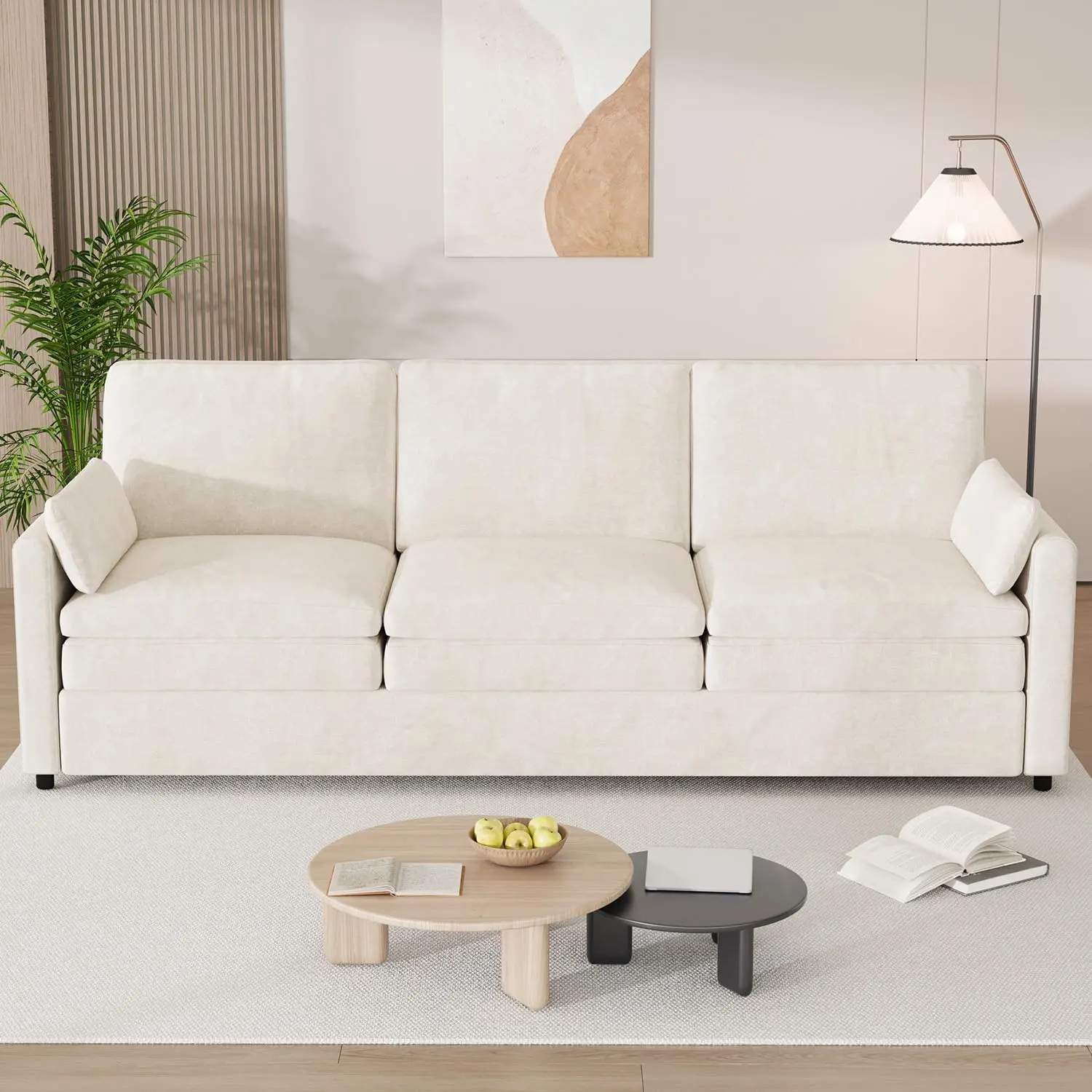 YODOLLA 89" Sofa Couch for Living Room, 3 Seats Modern Chenille Sofa with 2 Removable Pillows Comfy Cloud Couch for Apartment Ergonomic Design Durable