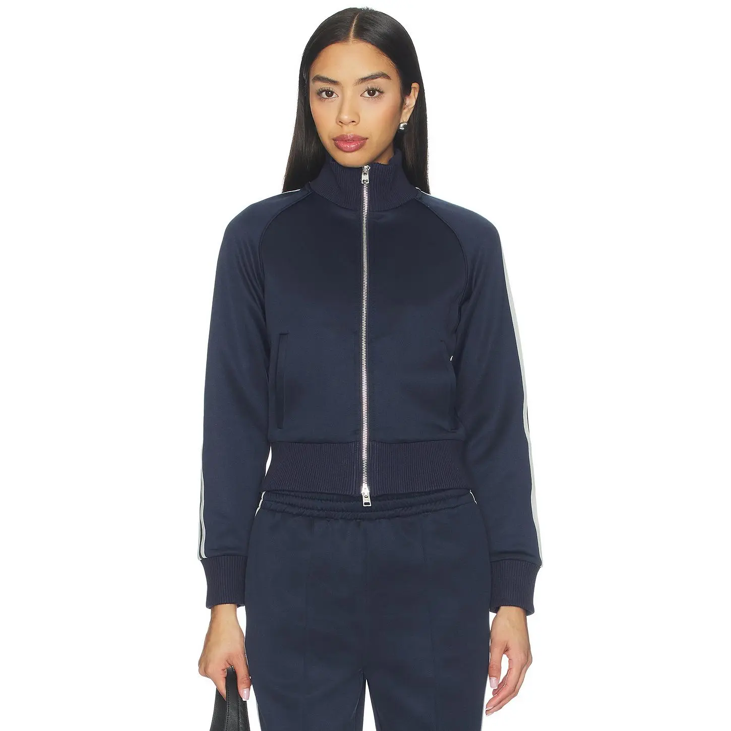 WellBeing + BeingWell The Track Jacket in Navy & Bone
