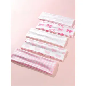 Sweet Wide Hair Tie with Bowknot Heart Plaid Print, Daily or Date Accessory, Easy Sweet Girl Style, Hair Bows Headbands