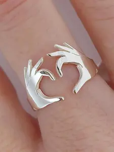 Women's Elegant Heart Design Promise Ring, Exquisite Trendy Ring, Fashionable Jewelry for Women As Engagement & Wedding Party Decor, Heart Cluster Ring