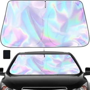 Laser Car Windshield Sun Shade | Foldable Universal Car Windshield Upgrade Sunshade Enhanced UV | Reflective Sun Blocker Fits Sedan/SUVs, MPVs.(57x32 in) parasol coche