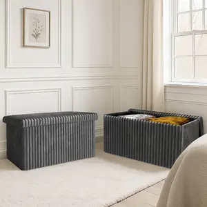 Favorer Florence 30" Tufted Upholstered Folding Storage Ottoman Bench (Set of 2) Favorer Florence 30" Tufted Upholstered Folding Storage Ottoman Bench (Set of 2)