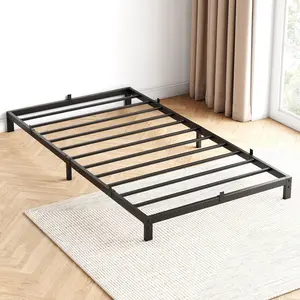 Garvee 8 Inch Twin Bed Frame, Low Profile Twin Metal Platform Bed Frame Support Mattress Foundation, Noise Free, Easy Assembly, Black