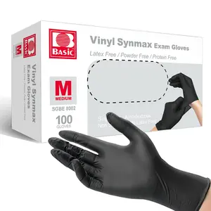 INTCO Synmax Vinyl Black  Disposable Gloves  Powder-Free Latex-Free Clean and Waterproof Wear Resistant Cleaning Box Hand Nitrile Material