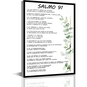 Salmo 91 En Español Para Pared Bible Verse Wall Art Scripture Framed Biblical Psalm 91 Canvas Christian Prayer Room Office Living Room Decor Ready to Hang Poster Artwork Poster Artwork Poster Artwork Shadow Ornaments Artistic Decoration